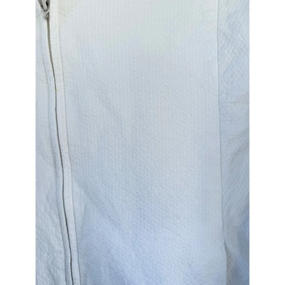 A1 Eileen Fisher Jacket White Textured Cotton Zip Front Minimalist Lightweight M